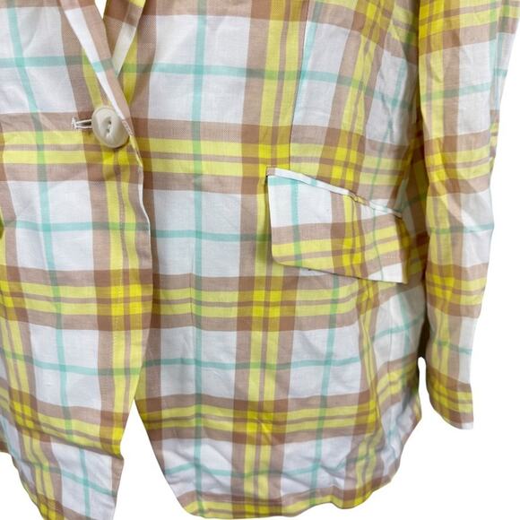 Rag & Bone 100% Cotton Plaid Yellow Margot Blazer NWT Longline Jacket sz 8 - Picture 7 of 16